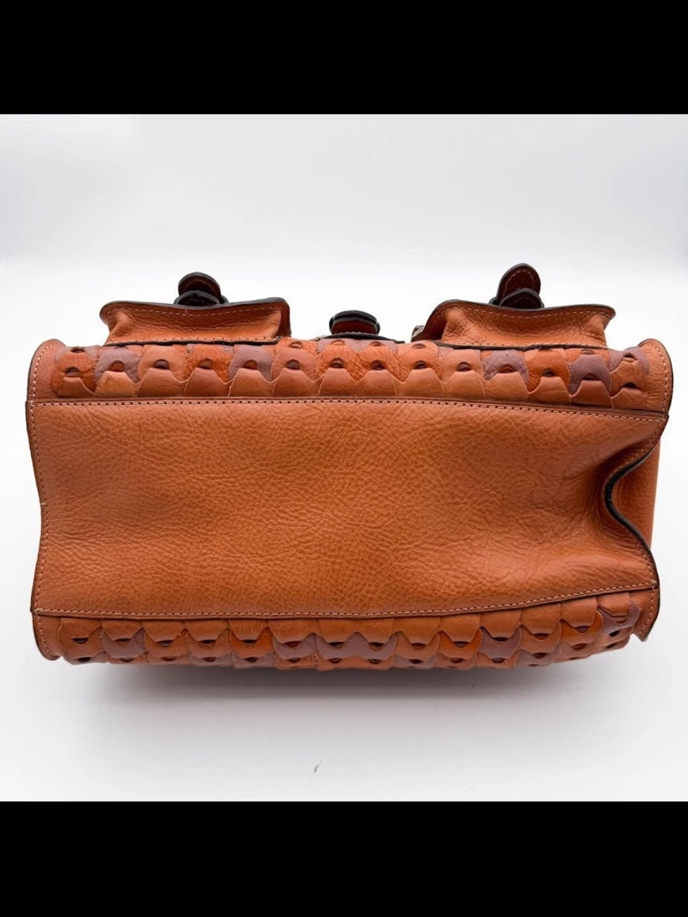 Mulberry Tan Leather Buckle-Front Braided Satchel - Picture 8 of 12